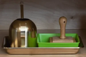 Images of colourful containers and tools.